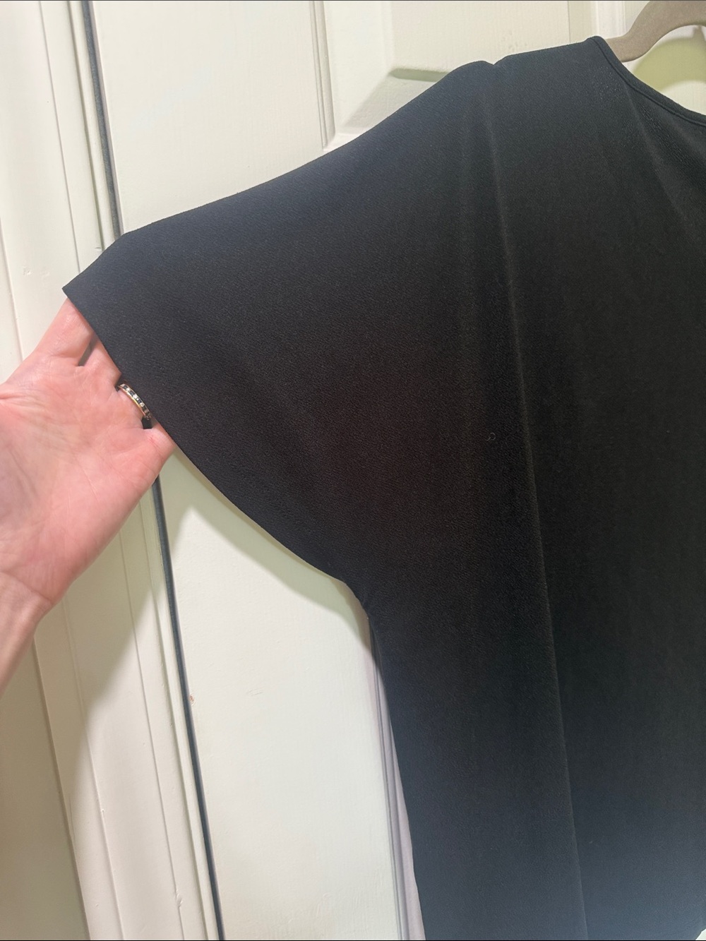 Banana Republic Women’s Black Short-Sleeve Pintuck Front Top - Picture 4 of 7